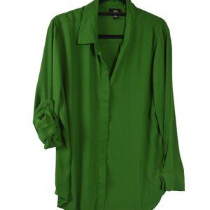 Mossimo Long Sleeve Green Button Down Blouse Size: XXL